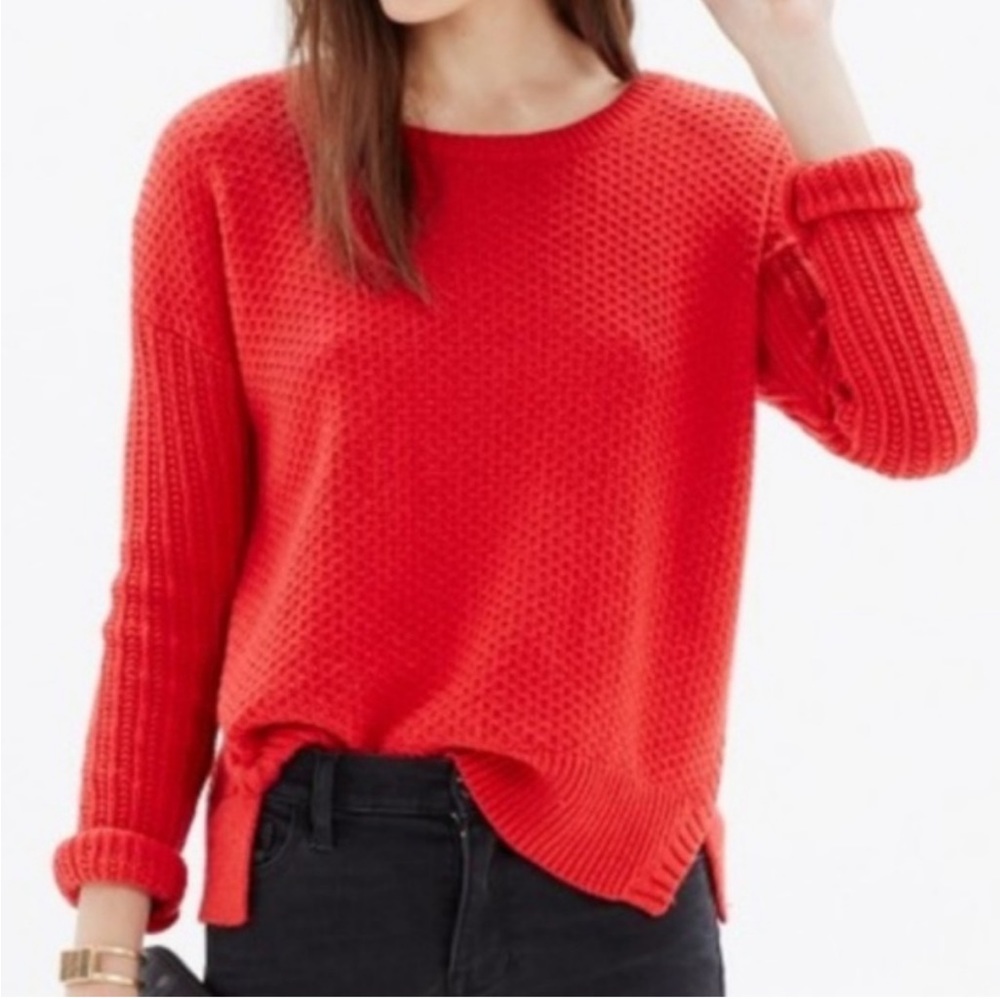 Madewell Red Texturemix Pullover Sweater